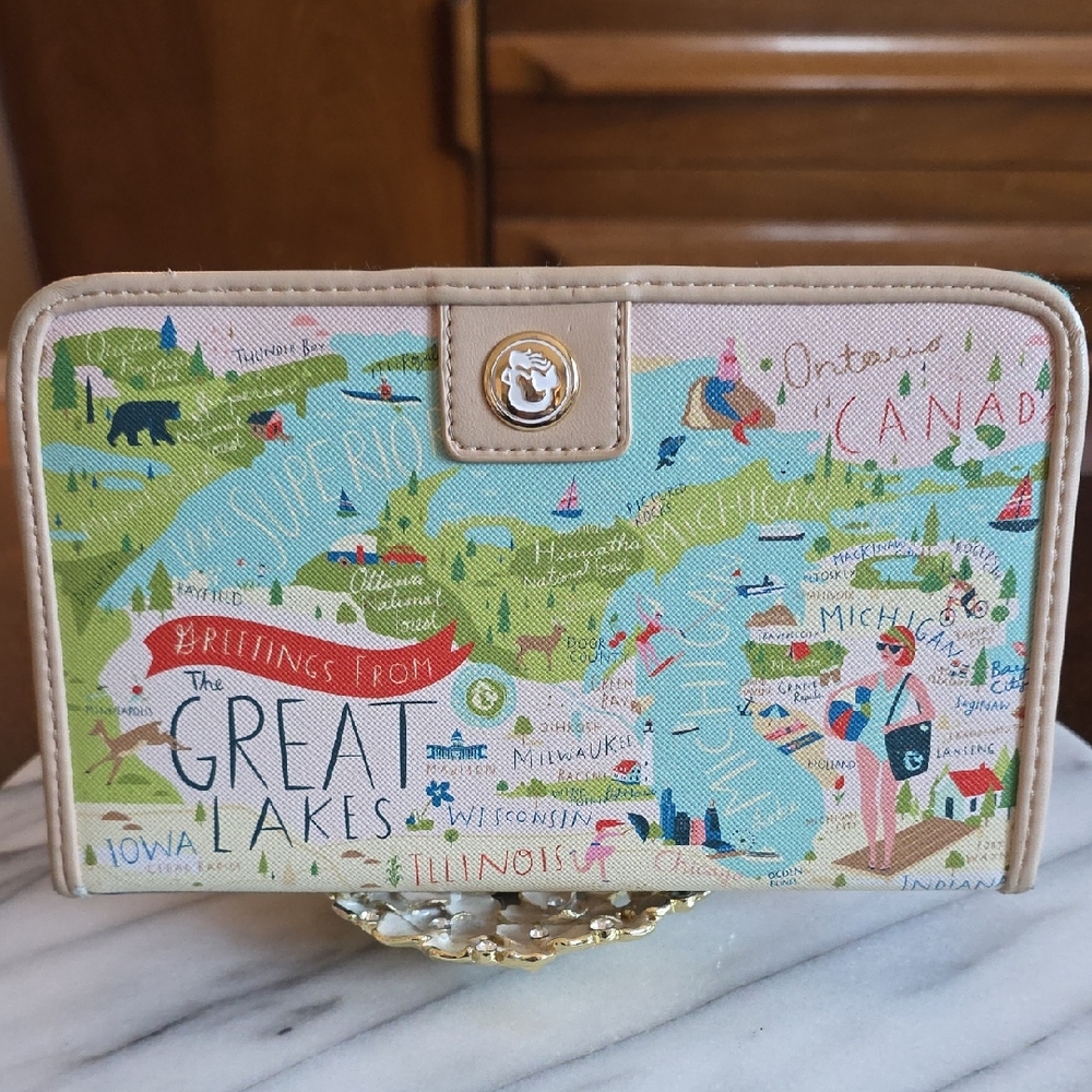 Spartina 449 Great Lakes Map Print Wallet Map🗺🌏